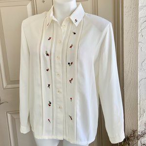 Vintage KORET PETITE Elegant Embroidered Blouse